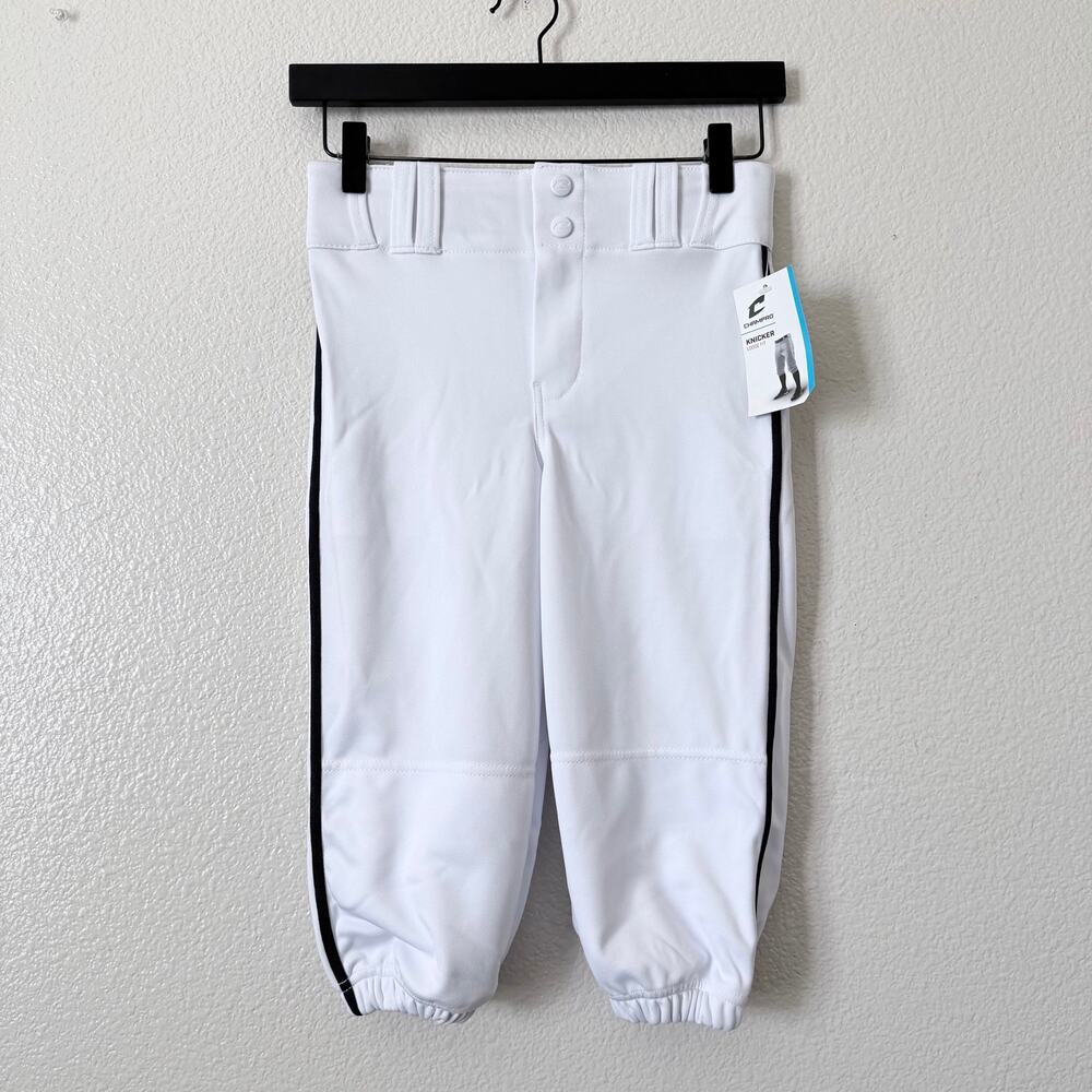 Champro Youth Baseball Pants white black side stripe Knicker Loose Fit